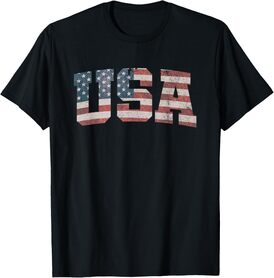 USA US Flag Patriotic 4th of July America Women Girls Kids Men T-Shirt