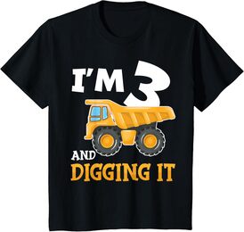 Three 3yr 3rd Birthday Construction Boy 3 Years Old T-Shirt