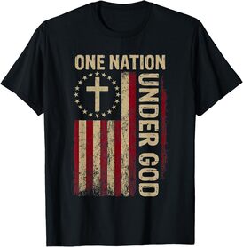 One Nation Under God Flag 4th Of July Patriotic Christian T-Shirt